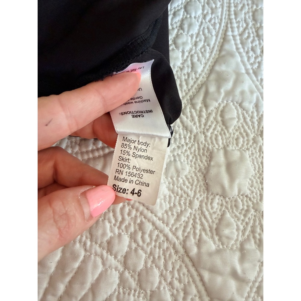 Danz N Motion Little Girls Black Dance Leotard Skirt Mesh Detail Open Back - Picture 10 of 11